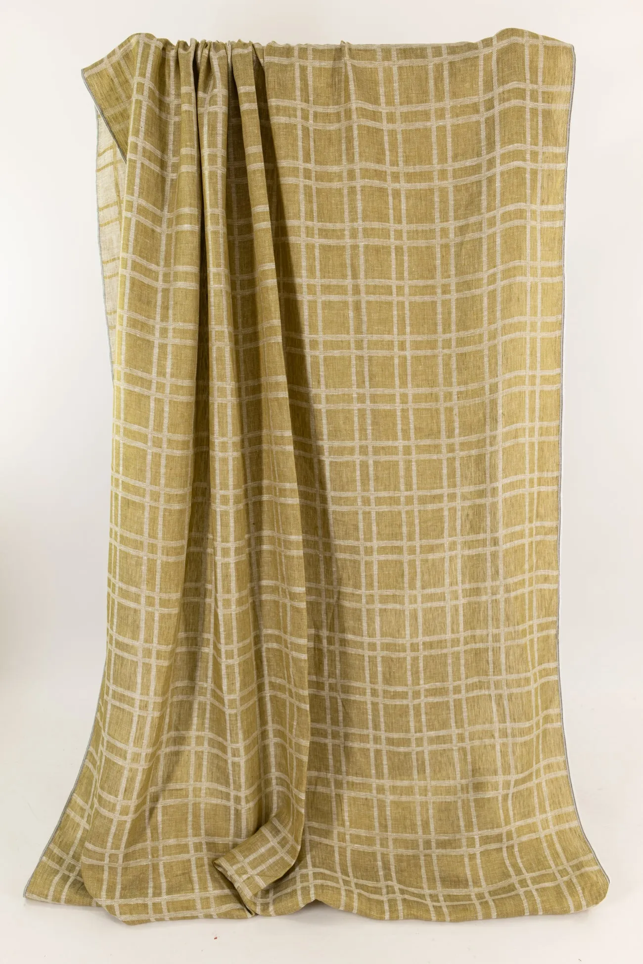 Green Moss Plaid Linen Woven