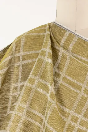 Green Moss Plaid Linen Woven