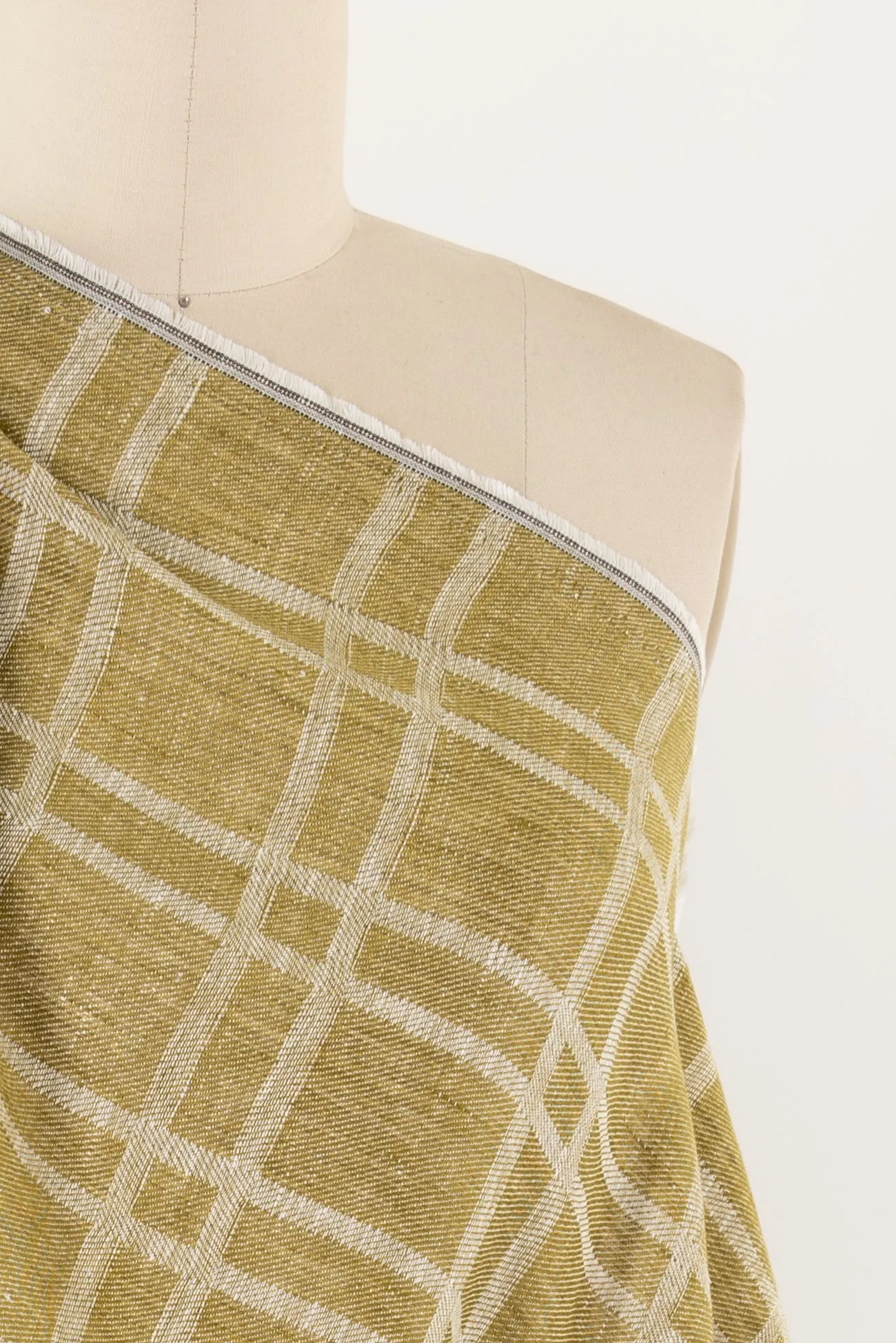 Green Moss Plaid Linen Woven