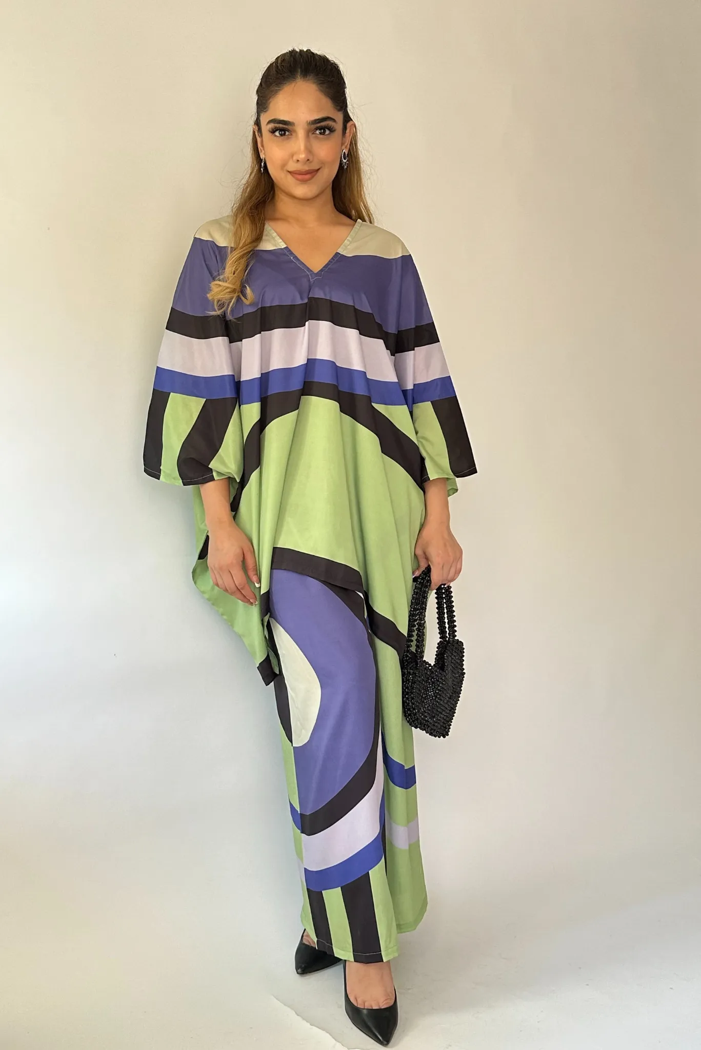 Green Symphony Kaftan Coord Set