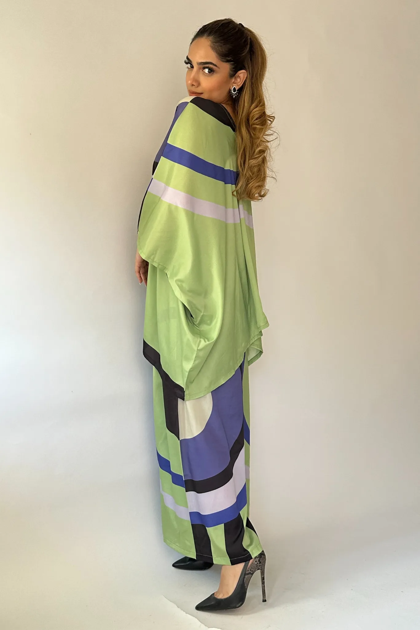 Green Symphony Kaftan Coord Set