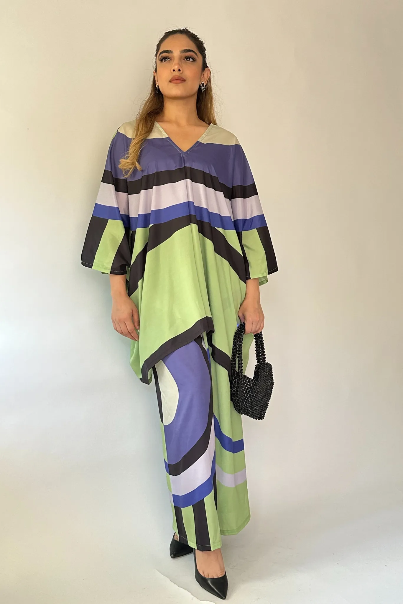 Green Symphony Kaftan Coord Set