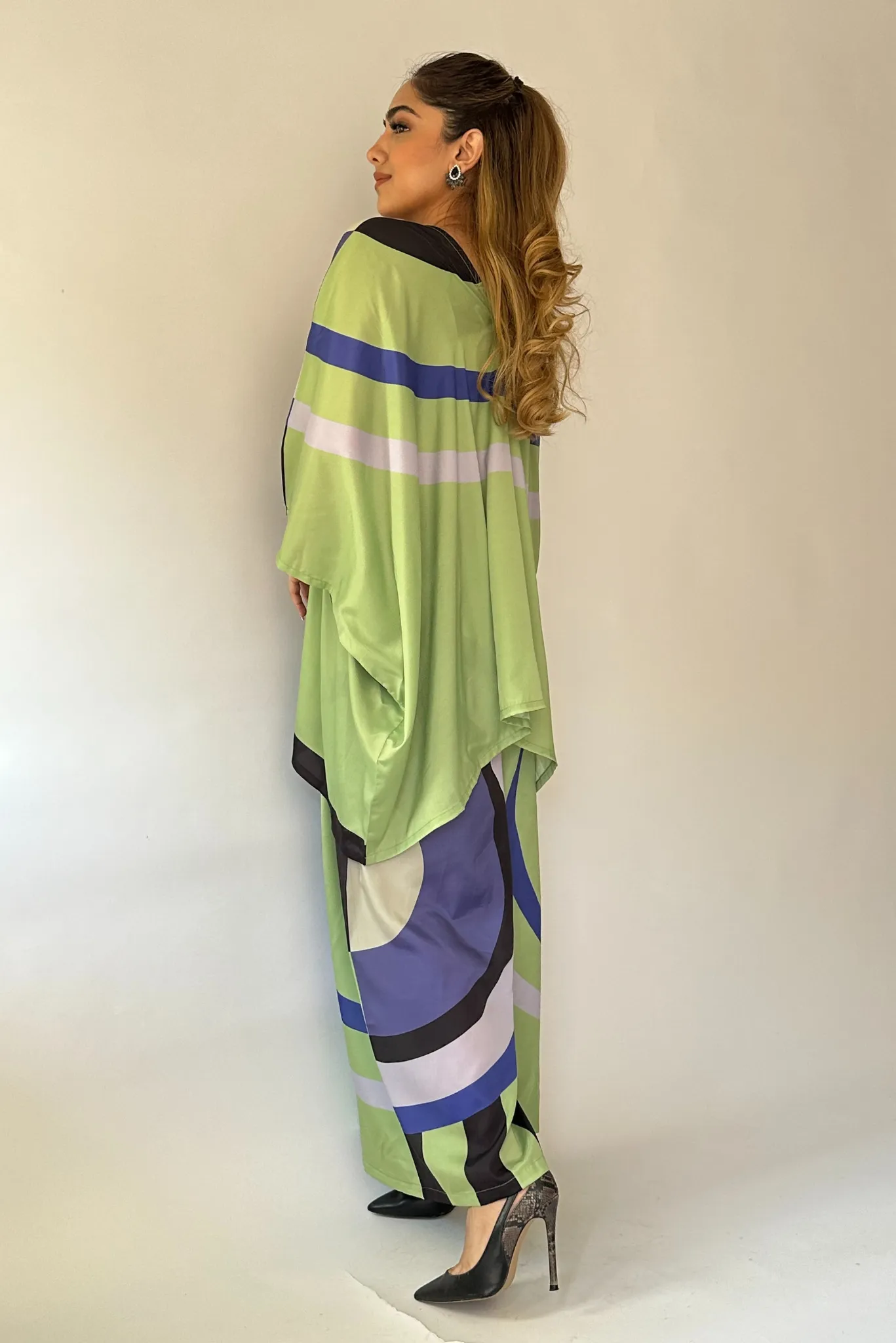 Green Symphony Kaftan Coord Set