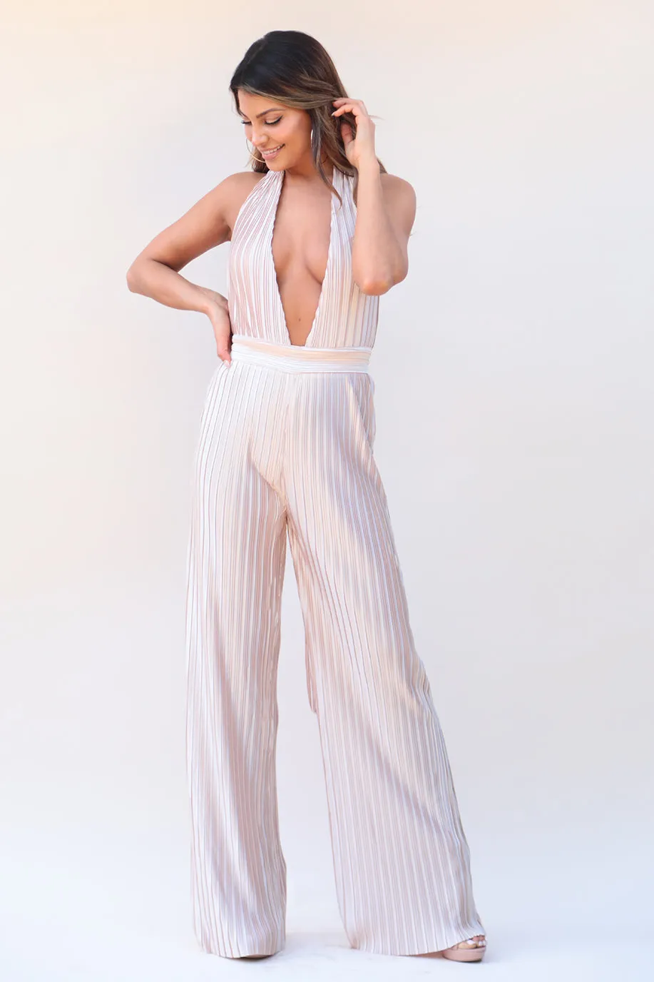 HELENA PLEATED SILK JUMPSUIT