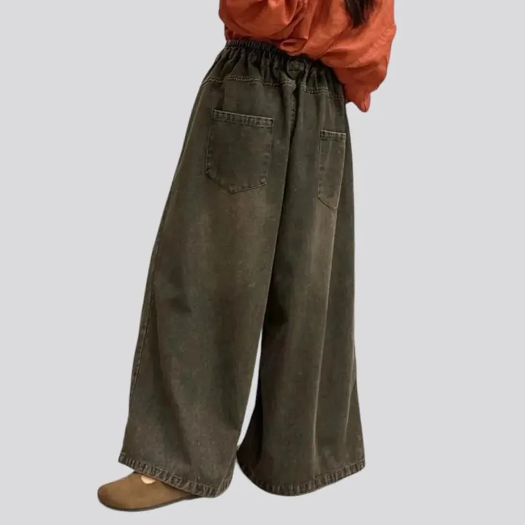 High-waist baggy denim pants