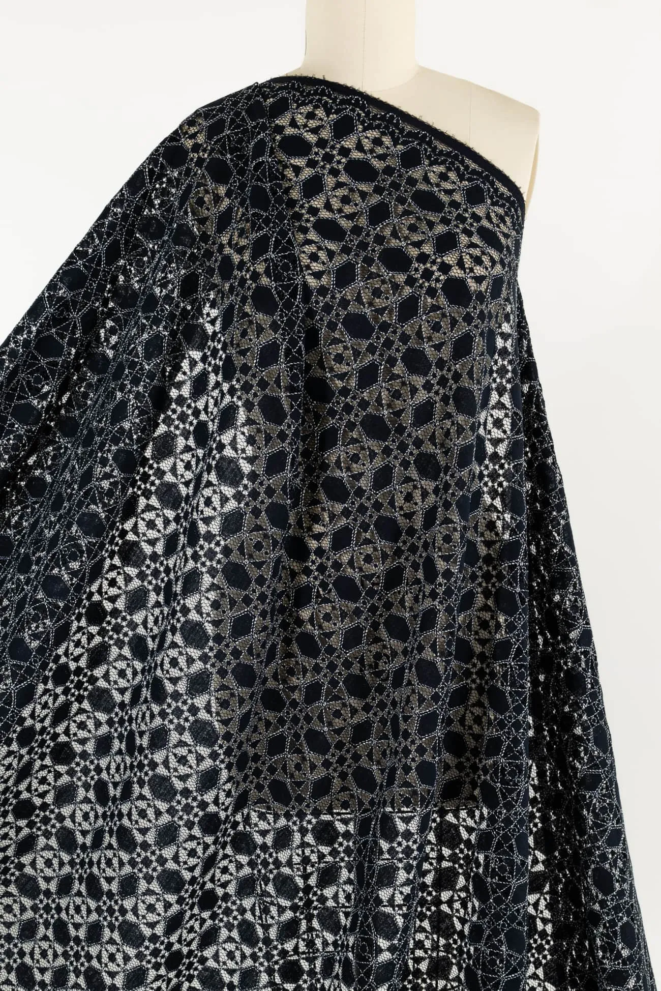 Indigo Mist Embroidered Lace