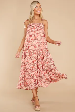 Into The Blooms Mauve Pink Floral Print Maxi Dress