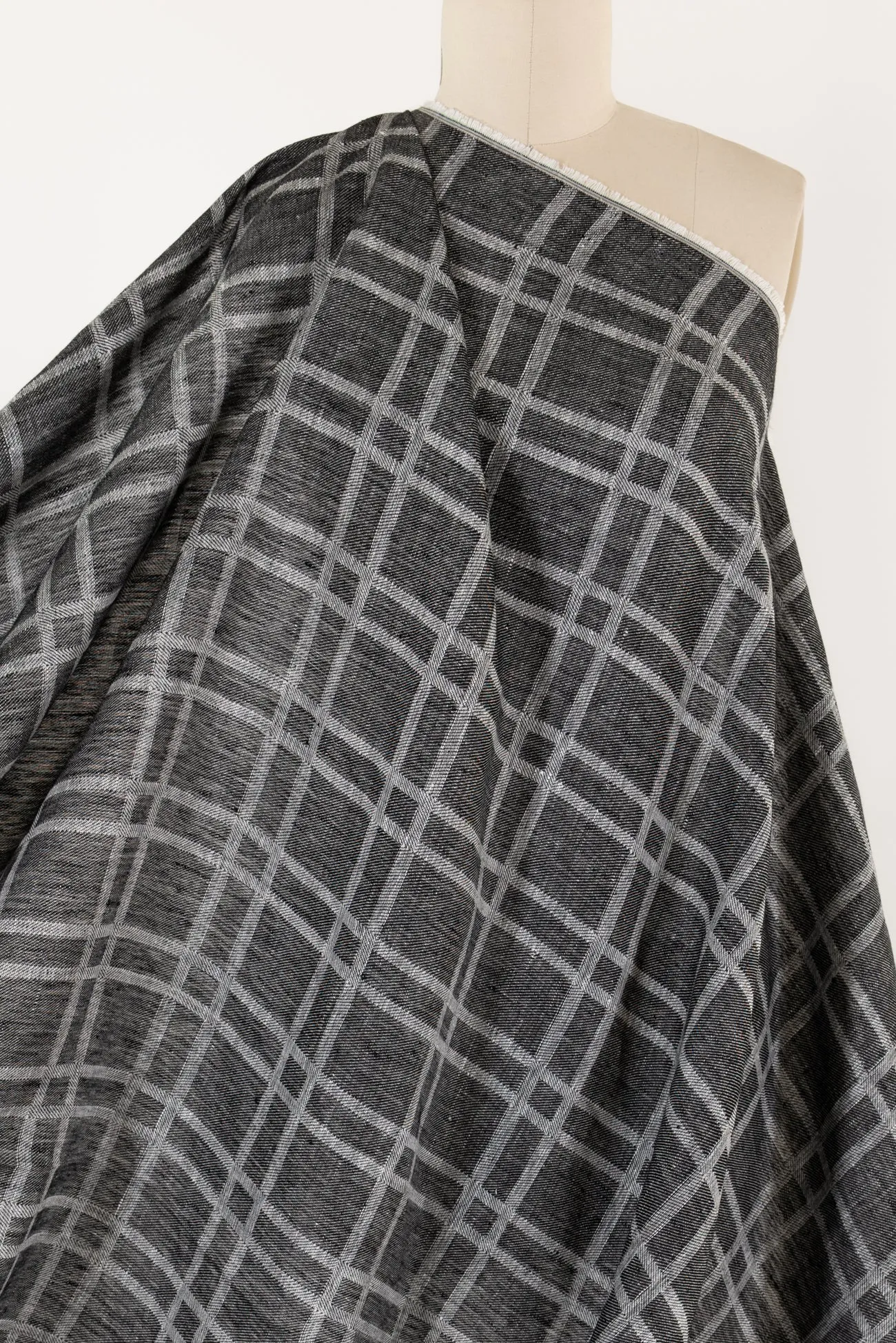 Iron Black Plaid Linen Woven