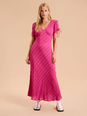 Jemima Retro Wave Print Midi Dress