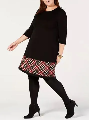 Jessica Howard Plus Size Printed-Hem Sweater Dress, Petite Medium