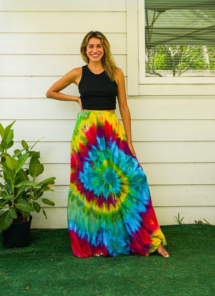 K4342- Hand Dyed Tiered Maxi Hippie Skirt