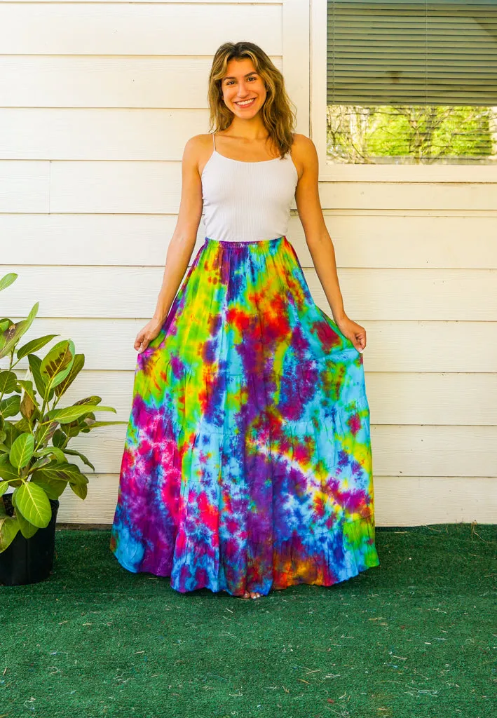 K4557- Hand Dyed Tiered Maxi Hippie Skirt