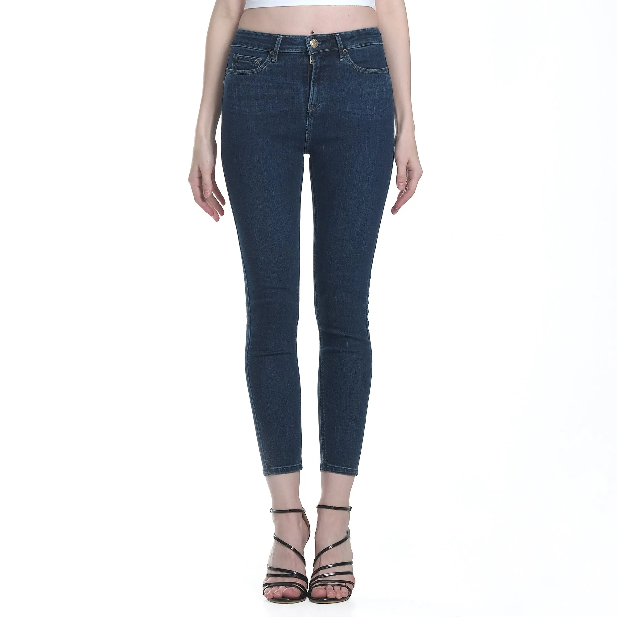 LEE WOMENS HEATHER DENIM JEANS IN MID BLUE