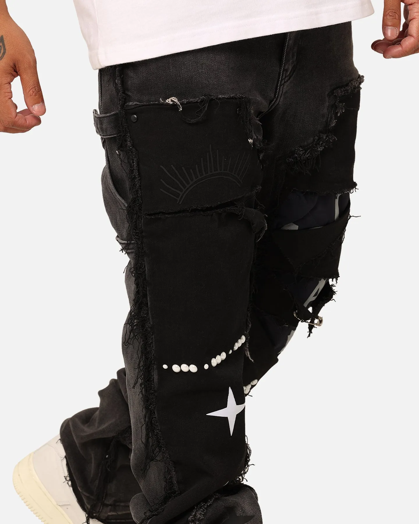 Lifted Anchors "Rem" Quilted Carpenter Denim Jeans Black Rinse