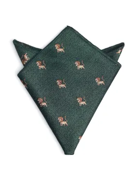 Lion Pocket Square - Emerald Green