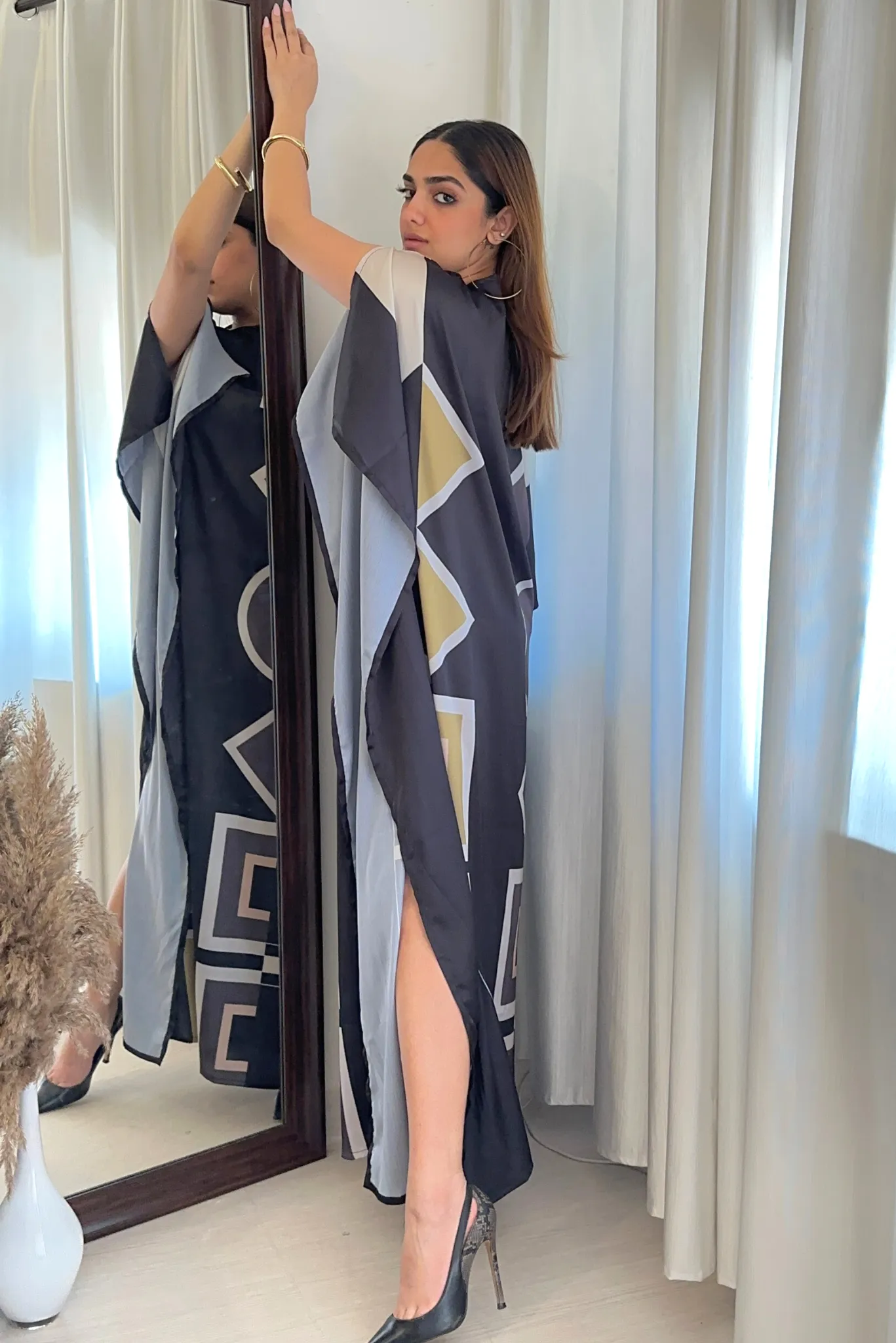 Love Geometry Printed Kaftan Dress