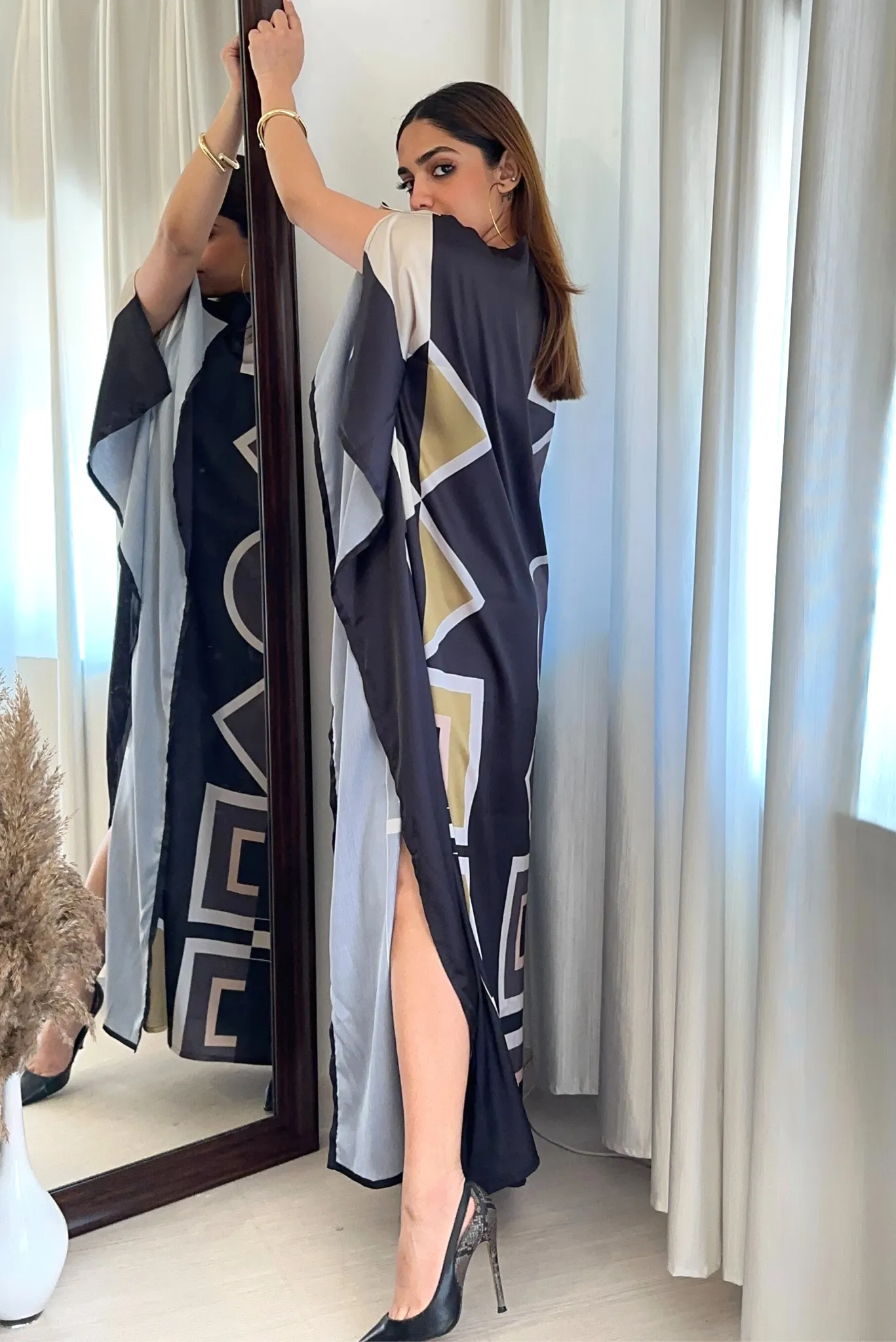 Love Geometry Printed Kaftan Dress