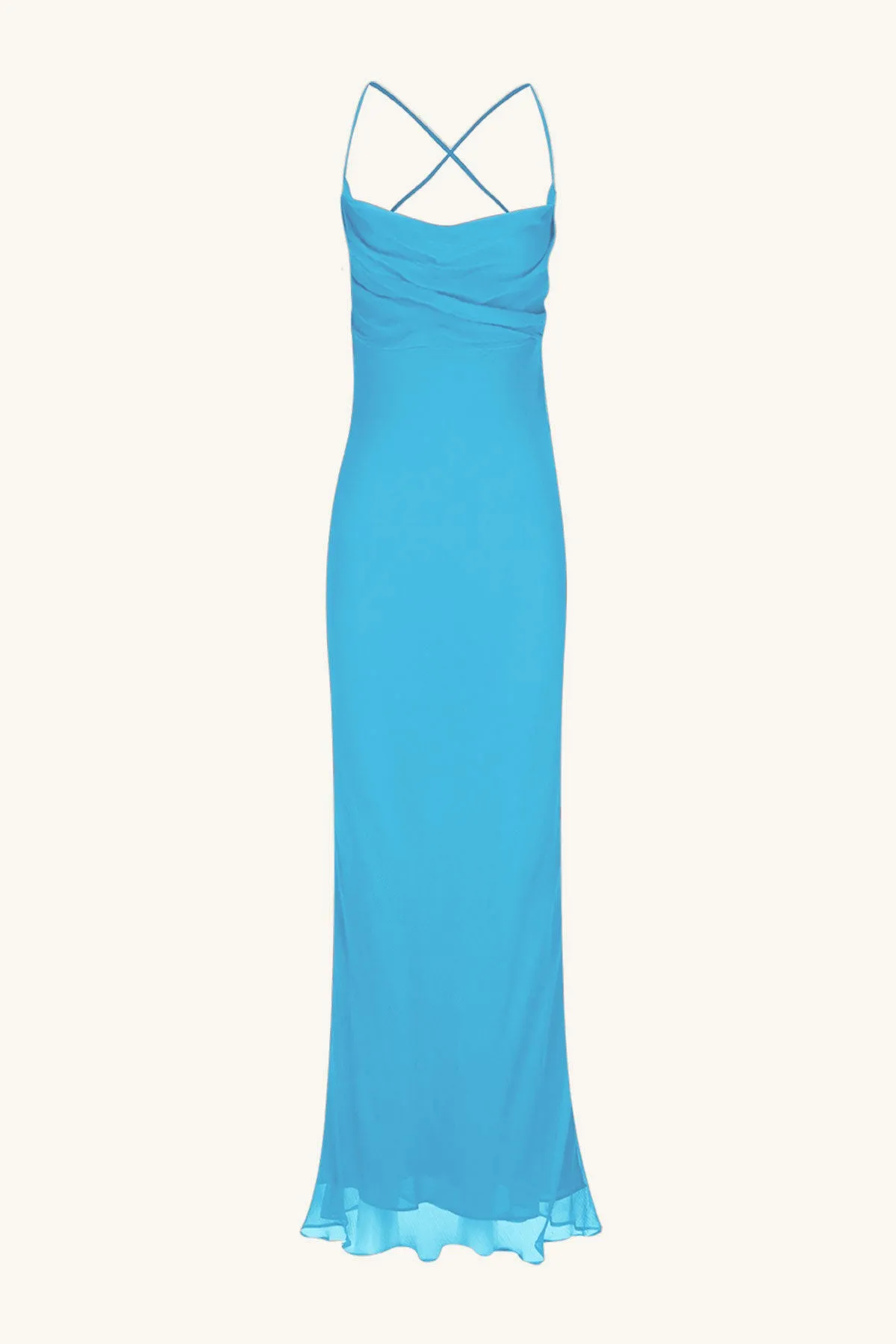 MARGOT LACE BACK BIAS MAXI DRESS - AQUA