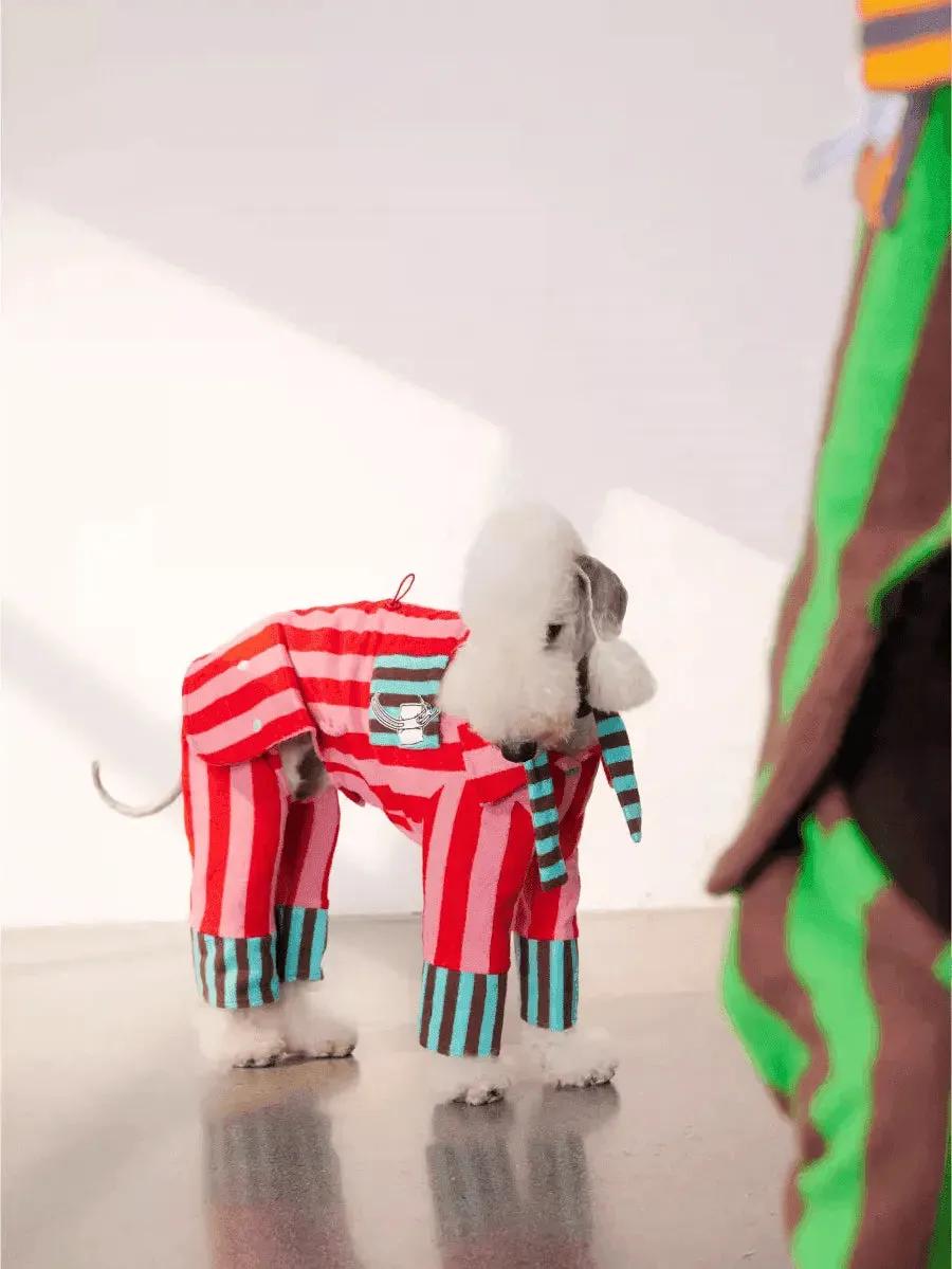 Matching Duo - Striped Cotton Dog Pyjamas