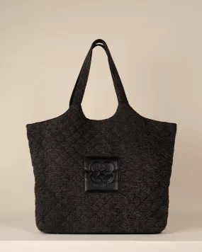 Maxi Quilted Denim Tote Bag Black