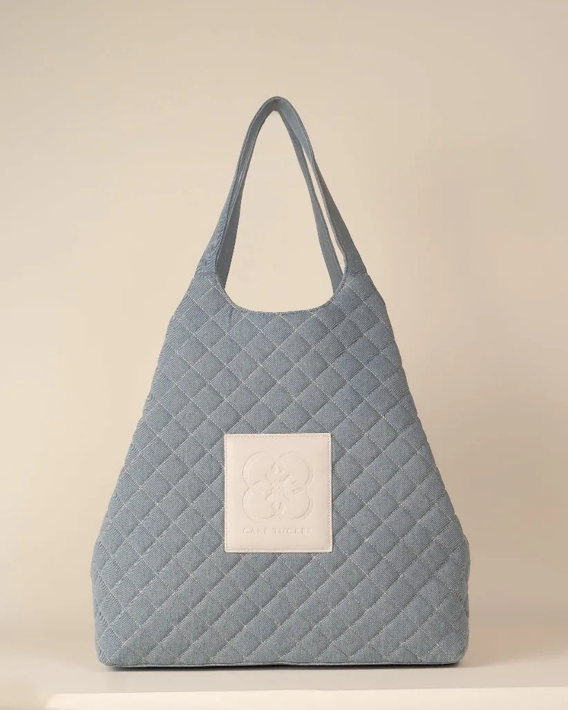 Maxi Quilted Denim Tote Bag Blue