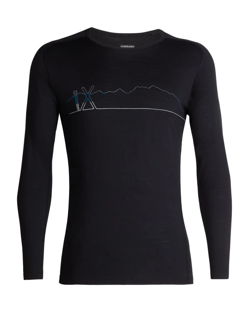 Men 200 Oasis Deluxe Raglan Long Sleeve Crewe Single Line Ski