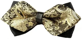 [Metallic Gold Paisley] - Diamond Pointed Bow Tie