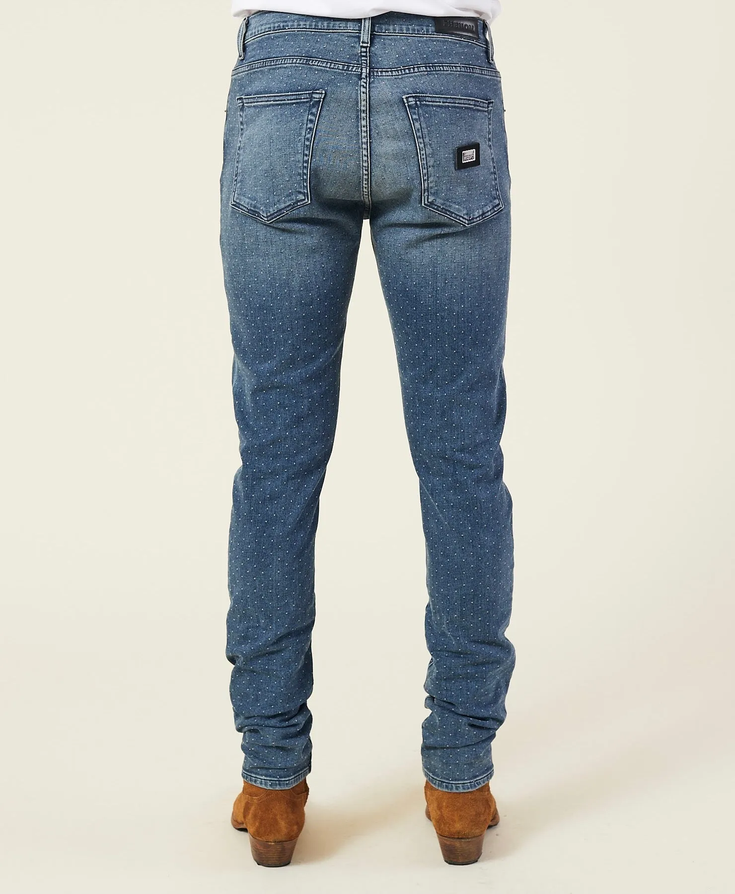 MICRO DOT SKINNY-FIT STRETCH JEANS