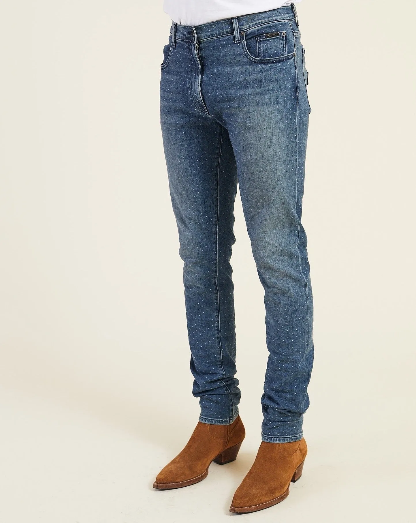 MICRO DOT SKINNY-FIT STRETCH JEANS