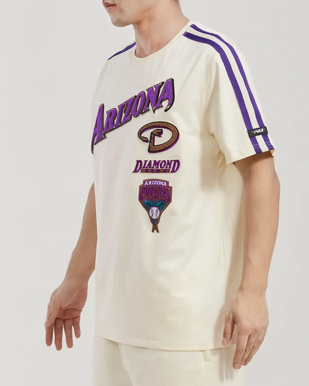 MLB ARIZONA DIAMONDBACKS RETRO CLASSIC MEN'S STRIPED TOP (EGGSHELL/ PURPLE)