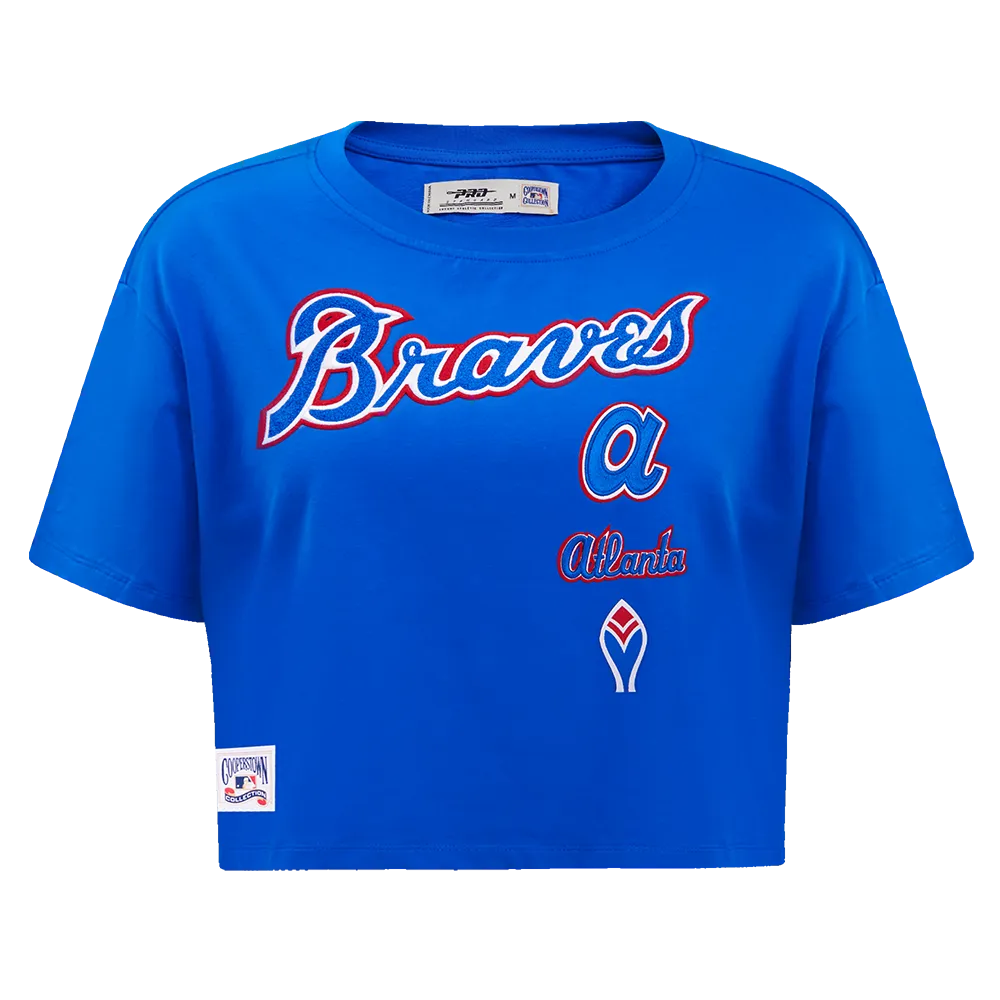 MLB ATLANTA BRAVES RETRO CLASSIC WOMEN'S BOXY TEE (ROYAL BLUE)