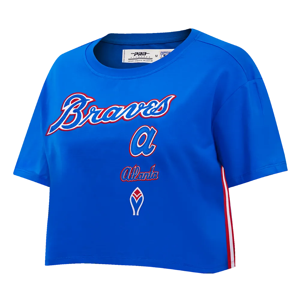 MLB ATLANTA BRAVES RETRO CLASSIC WOMEN'S BOXY TEE (ROYAL BLUE)