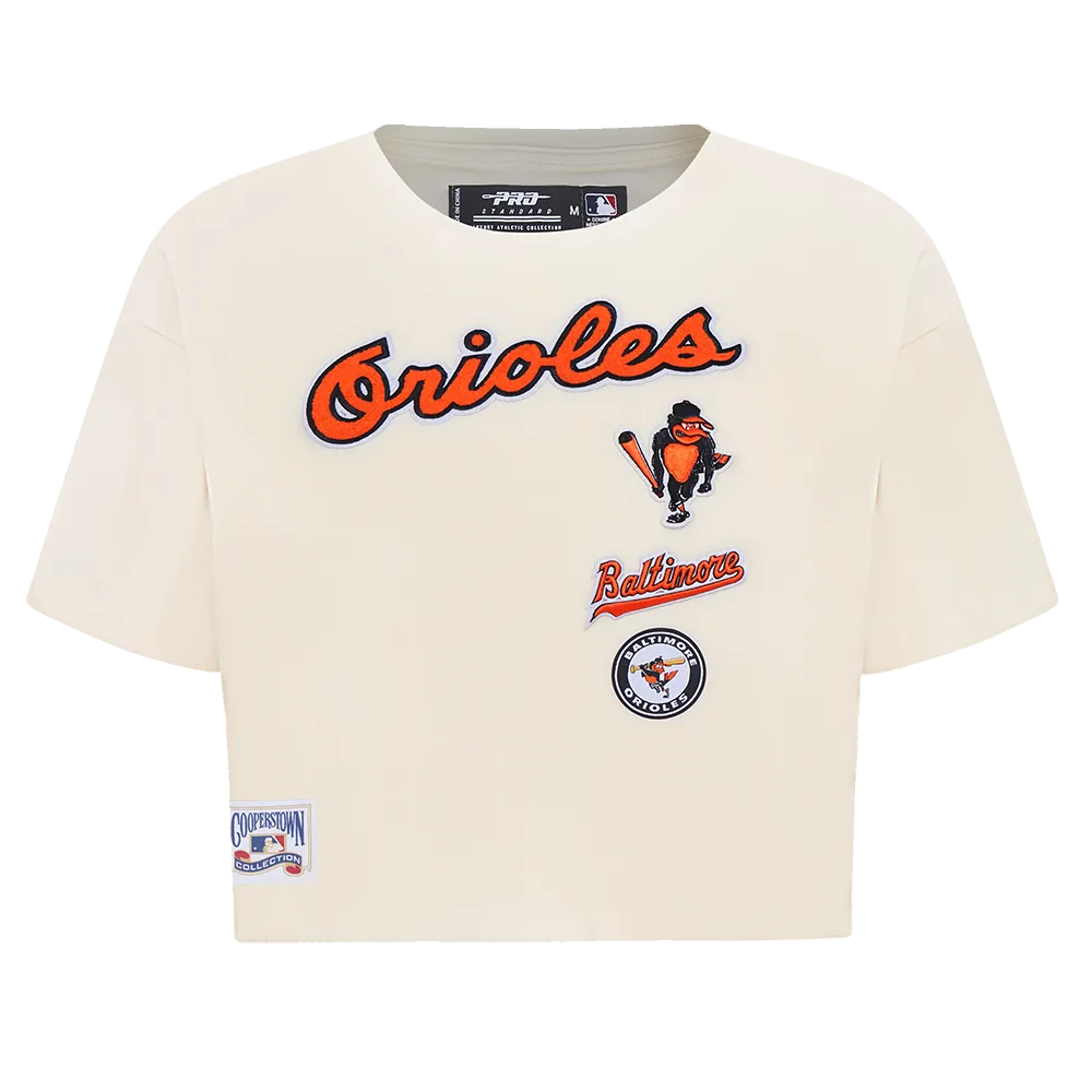 MLB BALTIMORE ORIOLES RETRO CLASSIC WOMEN'S BOXY TEE (EGGSHELL)