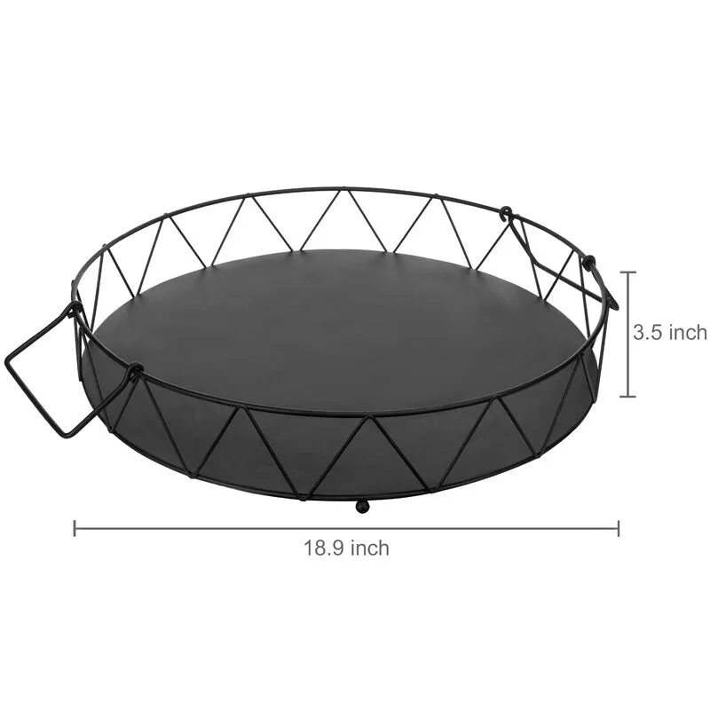 Neadialand Round Black Metal Ottoman/Coffee Tray