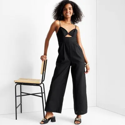 New - Future Collective Jenny K Lopez Strappy Cut-Out Wide Leg Jumpsuit