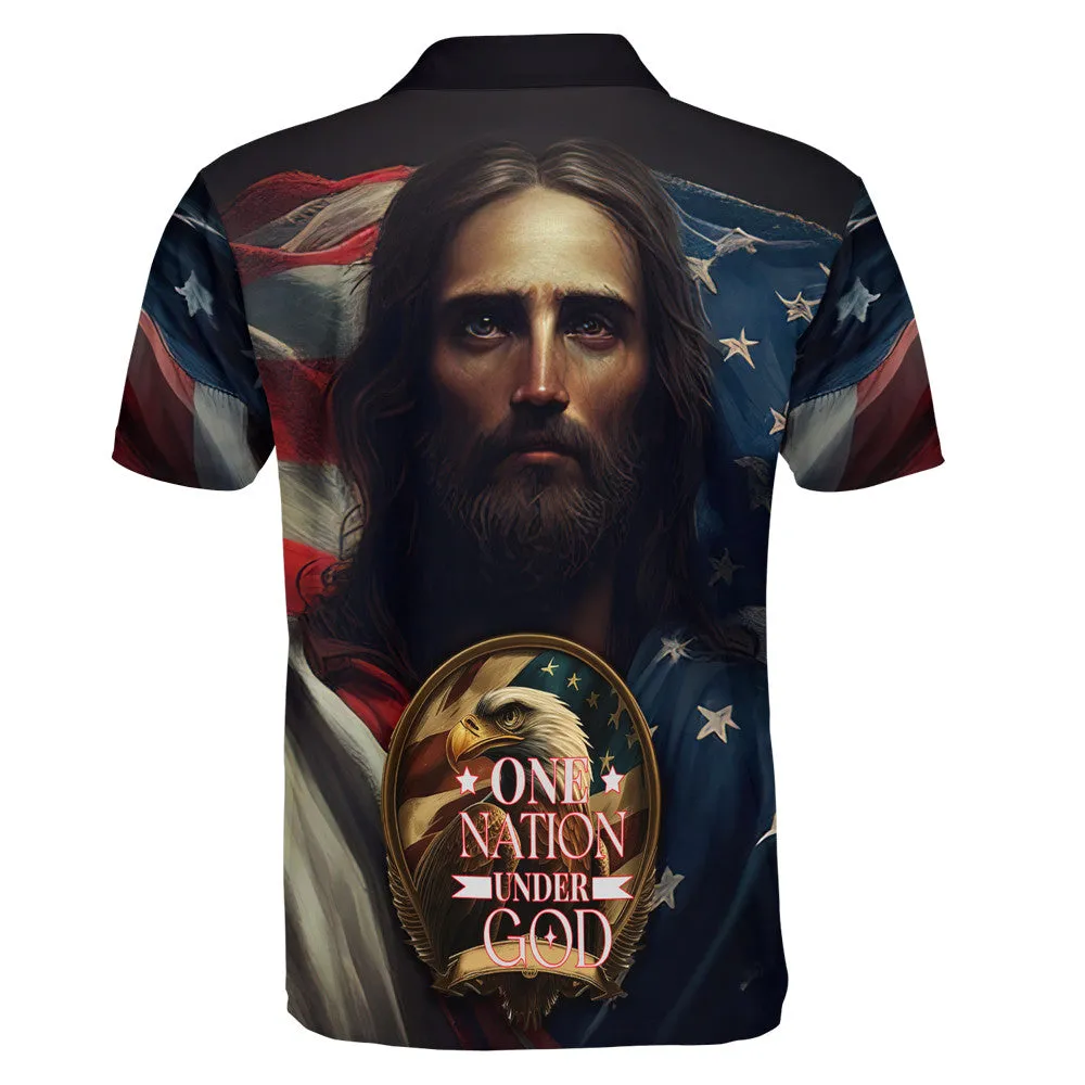 One Nation Under God Jesus Polo Shirt - Christian Shirts & Shorts