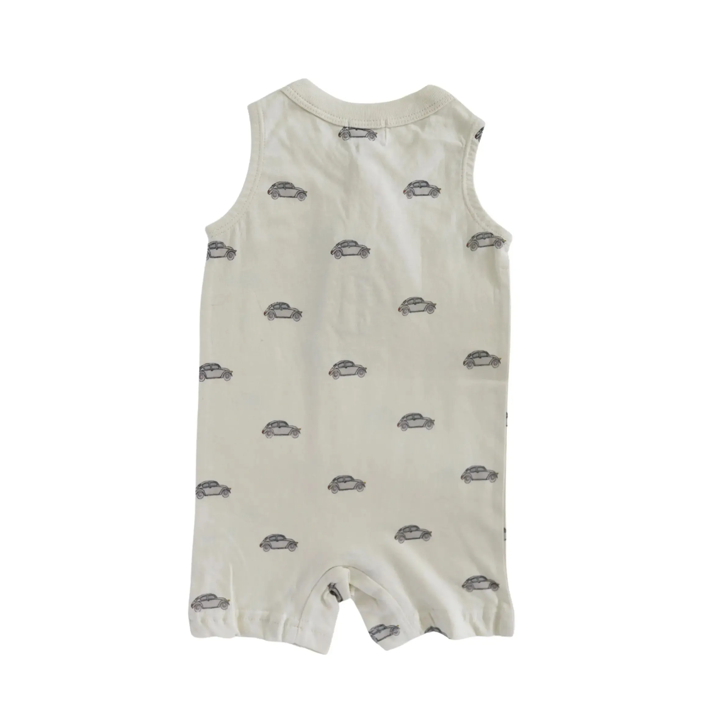 Organic VW Henley, Baby Romper, with Snap Shorts