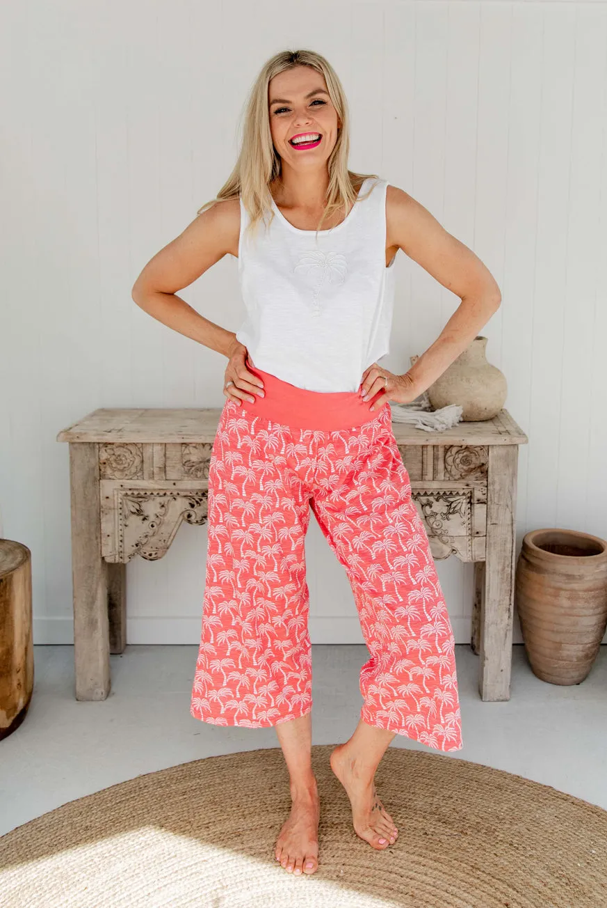 Palm Tree Cotton Pants