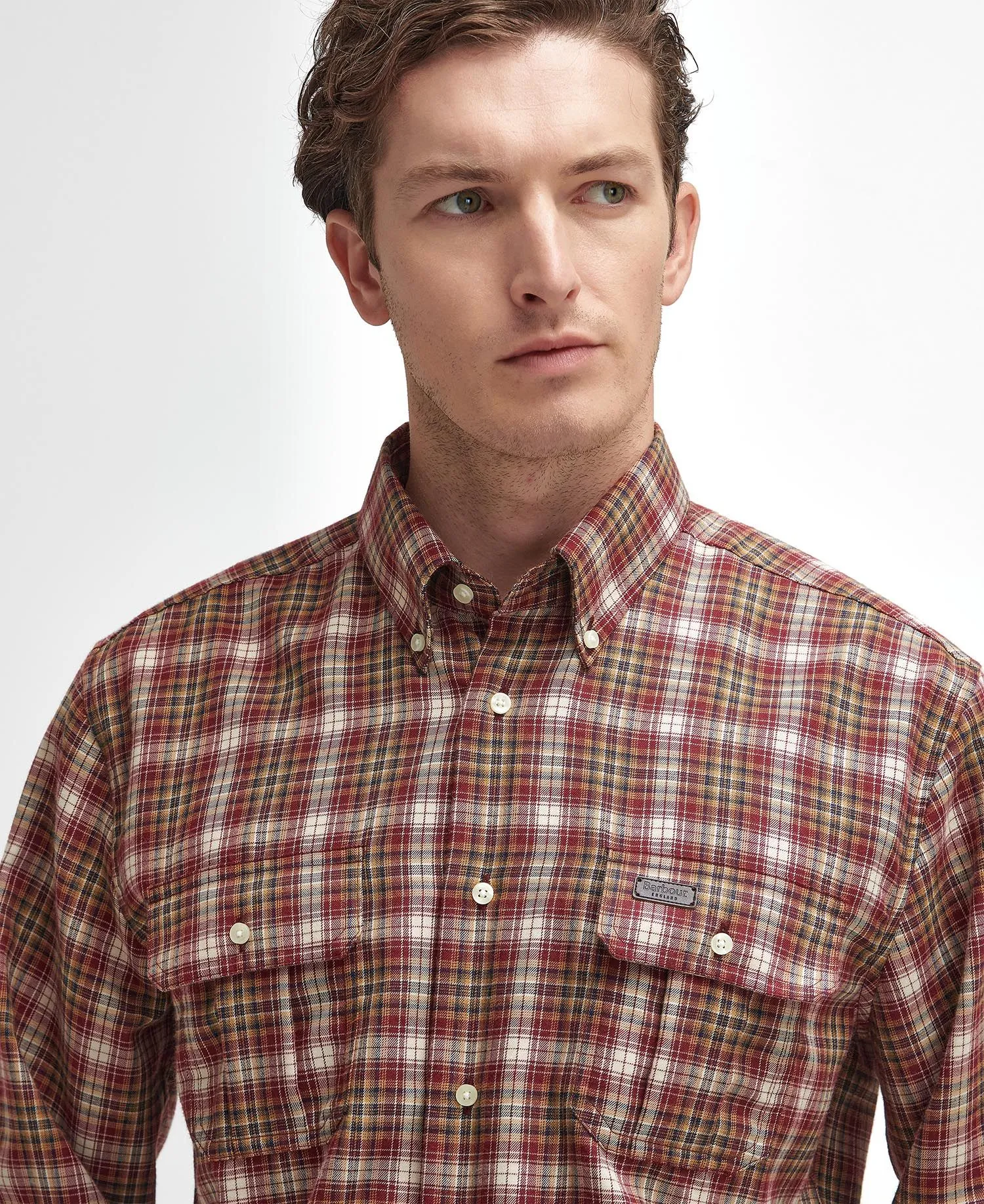 Penrice Regular Long-Sleeved Shirt in Merlot Marl by Barbour