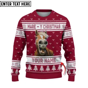 Personalized Horse Mare Ugly Christmas Sweater, Sweater Gifts For Pet Loves, Farmers Sweater