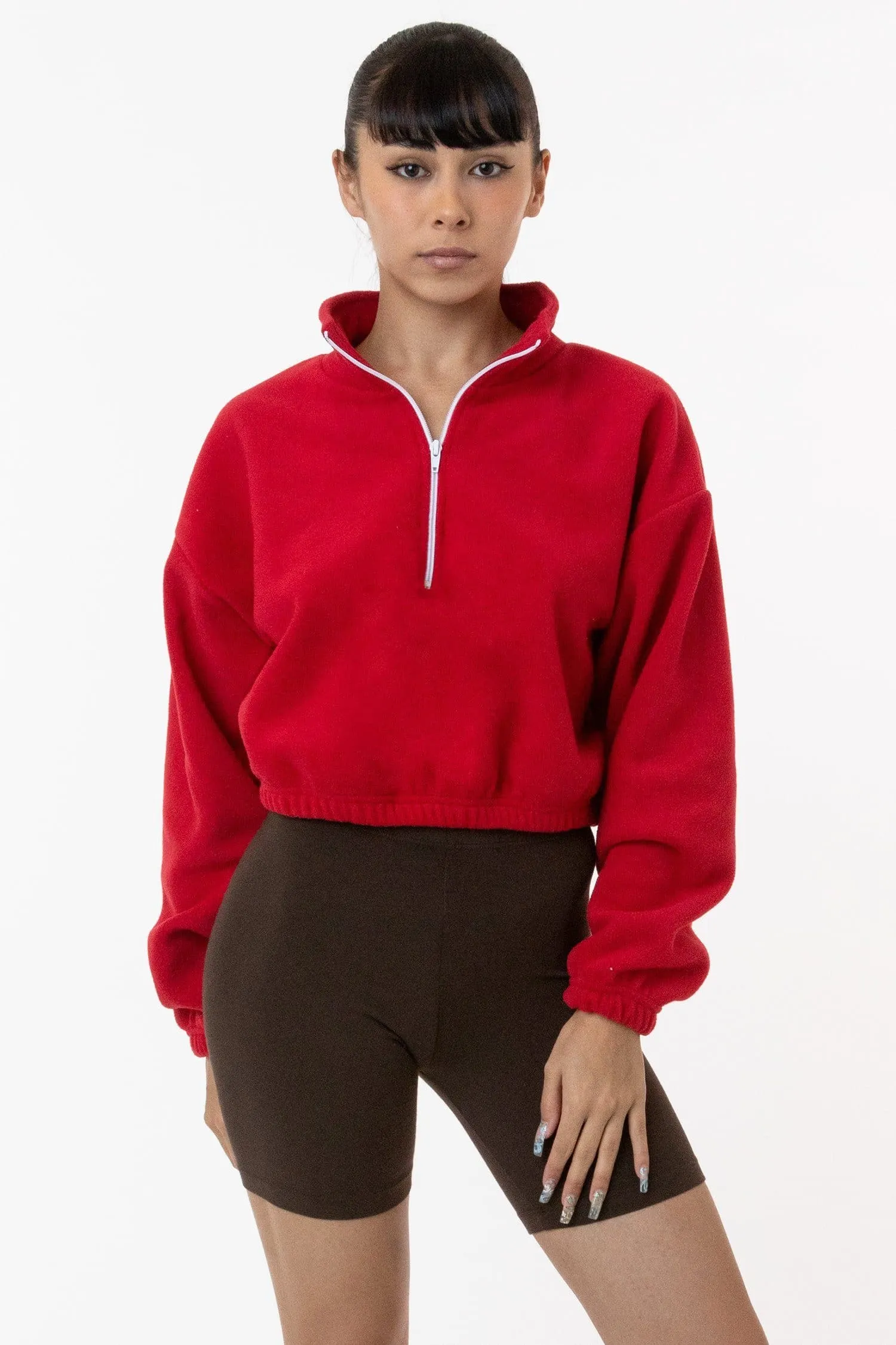 PF306 - Cropped Polar Fleece Half Zip Pullover