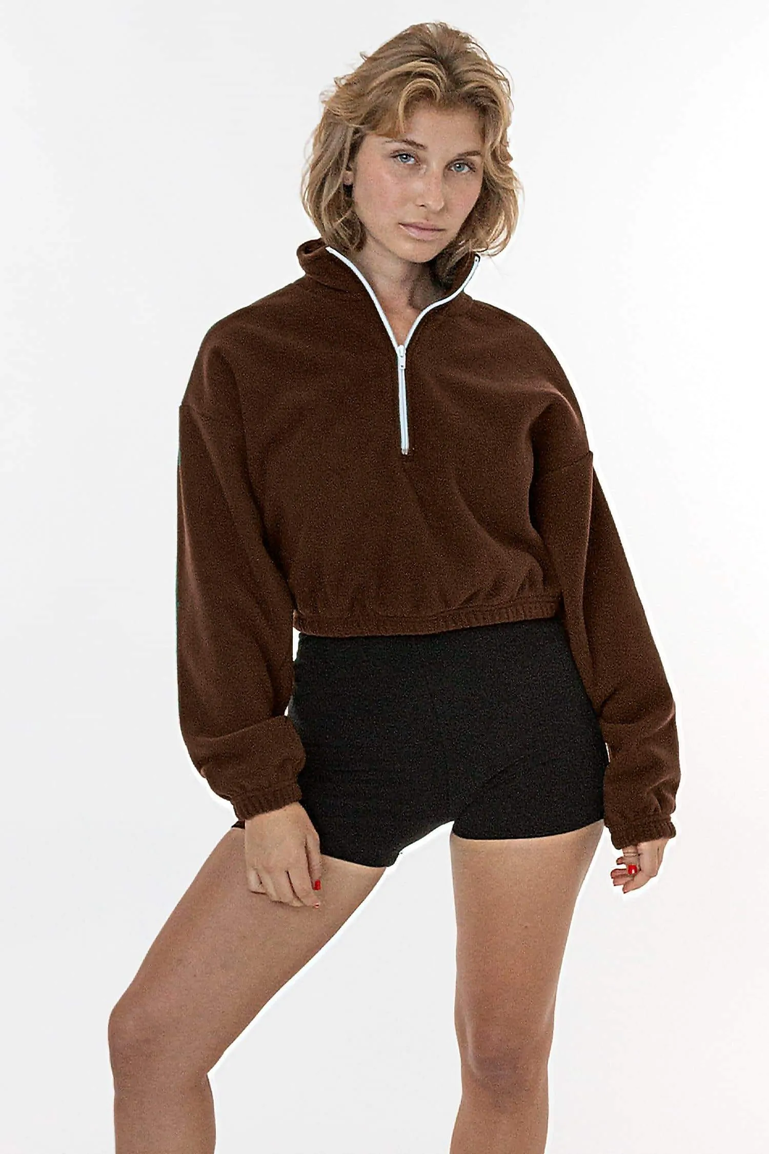 PF306 - Cropped Polar Fleece Half Zip Pullover