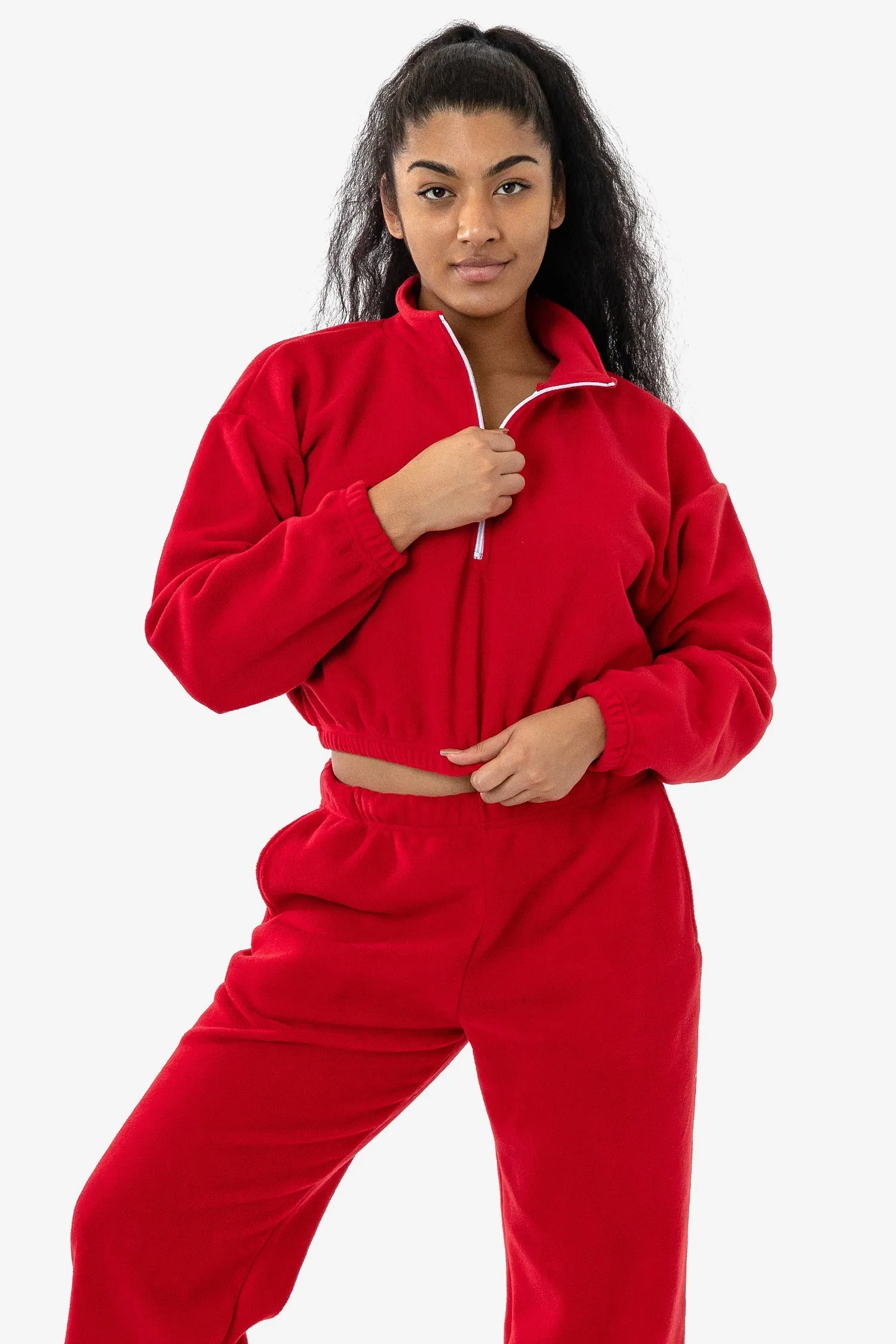 PF306 - Cropped Polar Fleece Half Zip Pullover