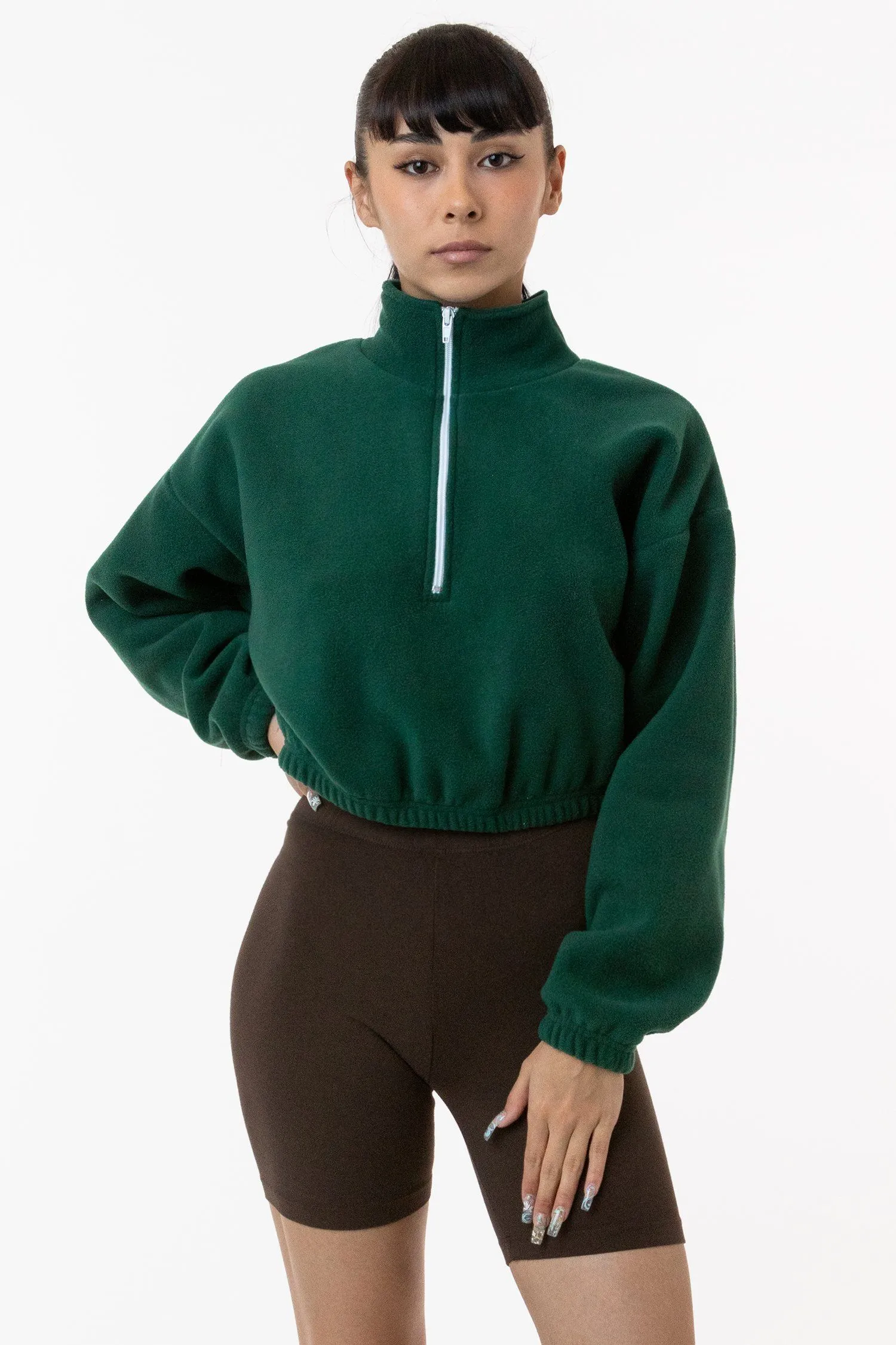 PF306 - Cropped Polar Fleece Half Zip Pullover