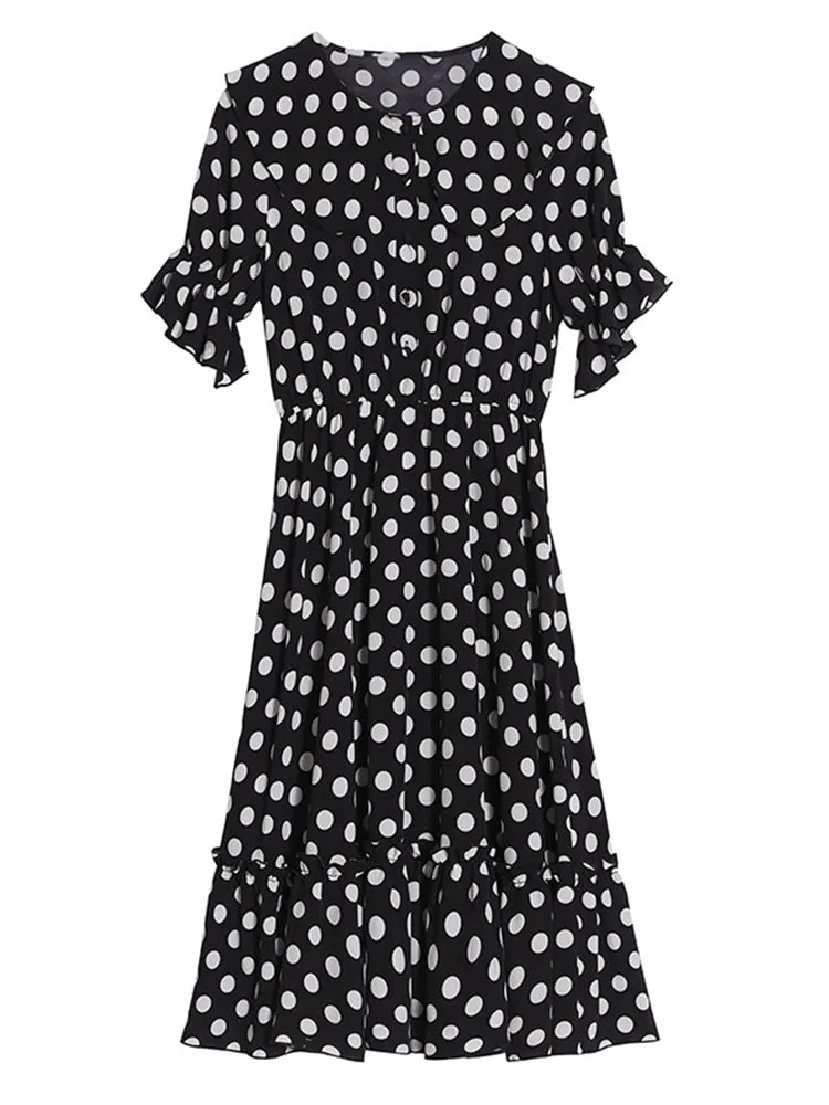 Plus size Polka Dots Chiffon Dress