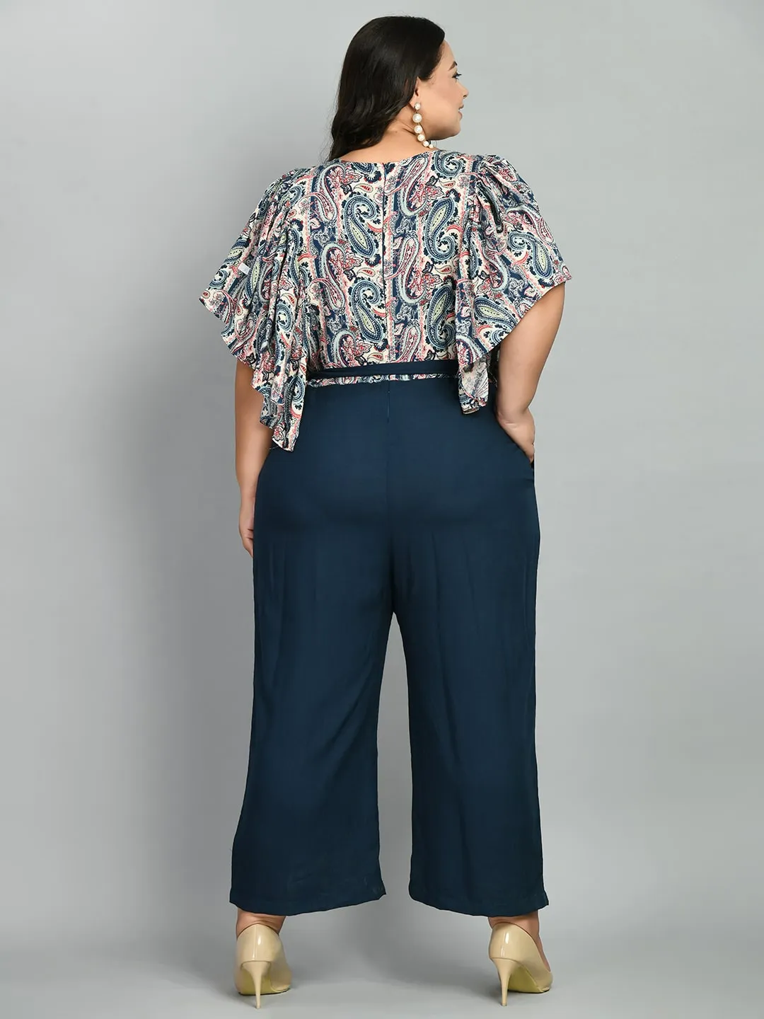 Plus Size Teal Treasure Floral Jumpsuit