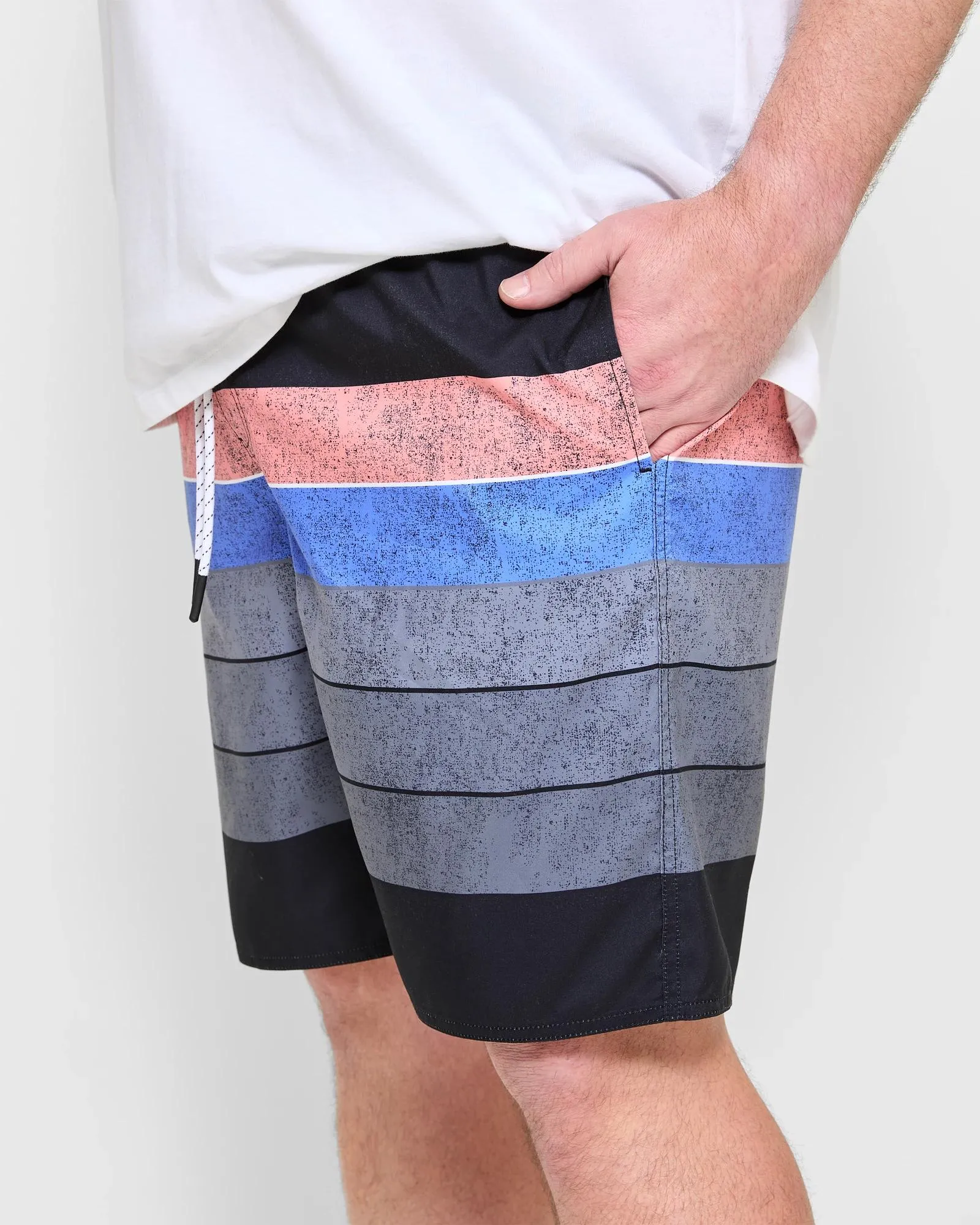 popular  Plus Size Retro Stripe Boardshorts