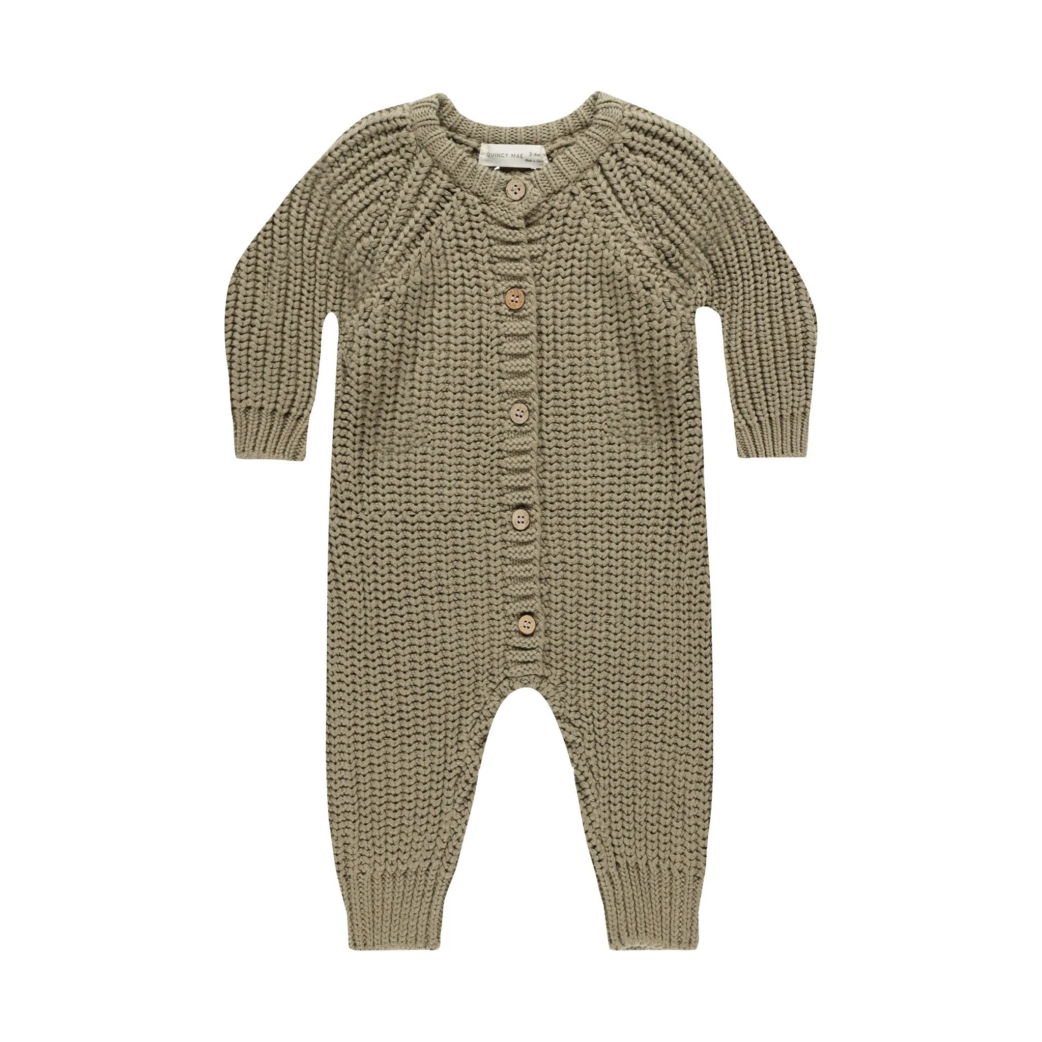 Quincy Mae - Organic Chunky Knit Jumpsuit - Olive