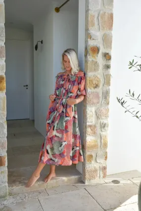 Rani Maxi Dress | Multi-Color Pelican Chiffon Print