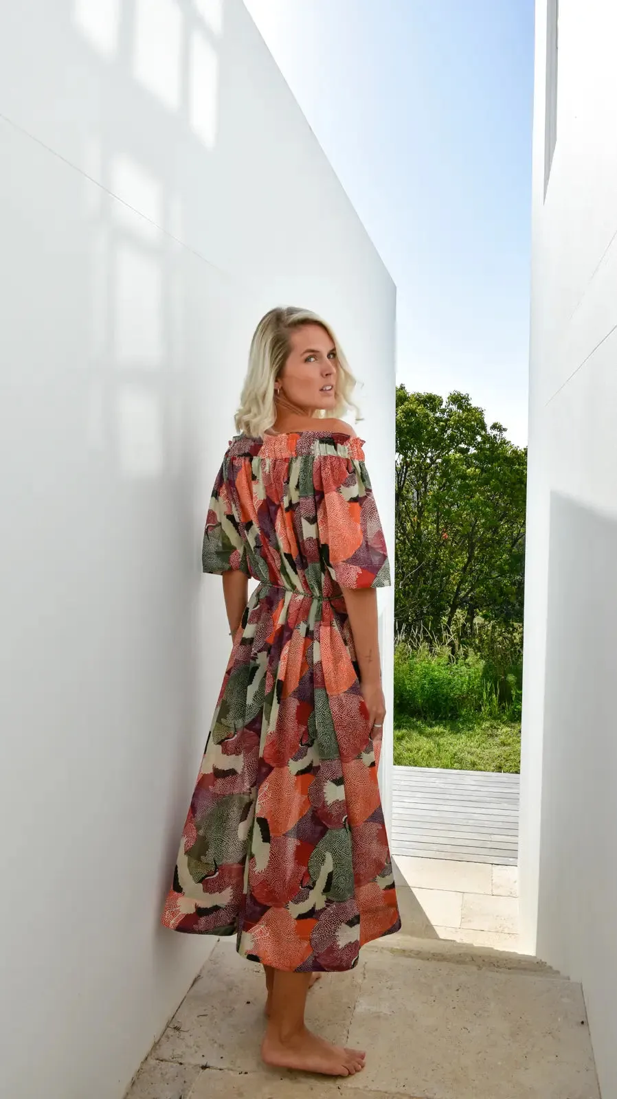 Rani Maxi Dress | Multi-Color Pelican Chiffon Print